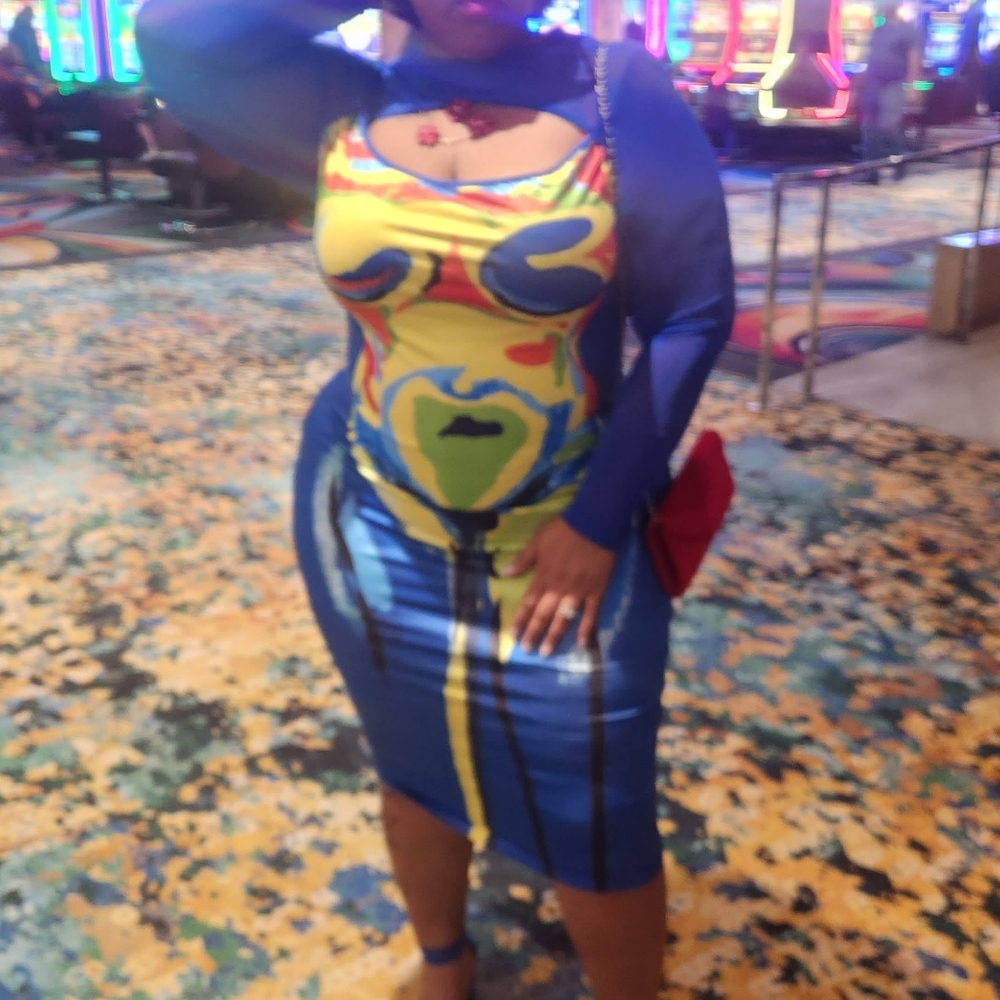 Plus Body Heat Map Print Cut Out Bodycon Dress